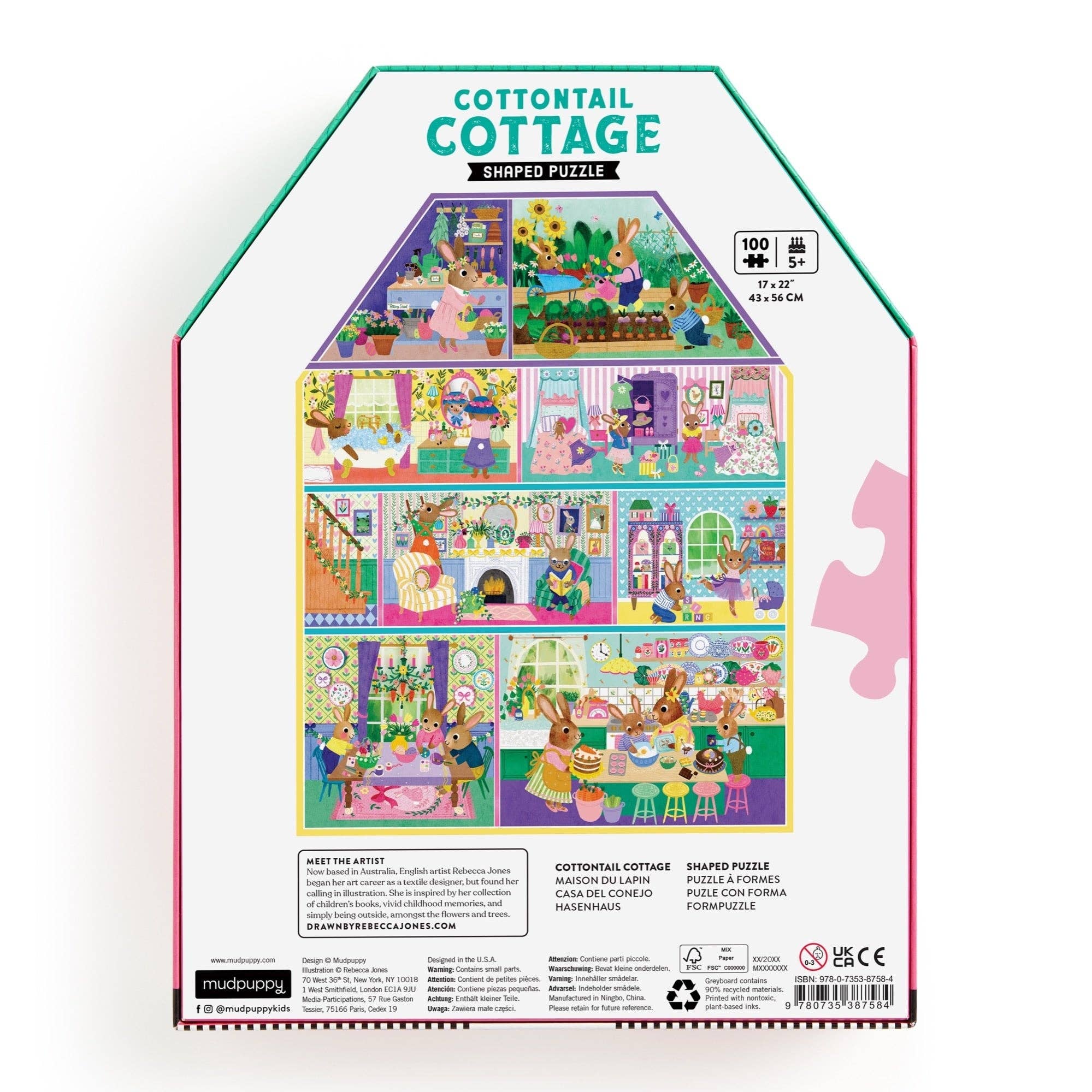 Mudpuppy: Cottontail Cottage 100 Piece House-Shaped Puzzle
