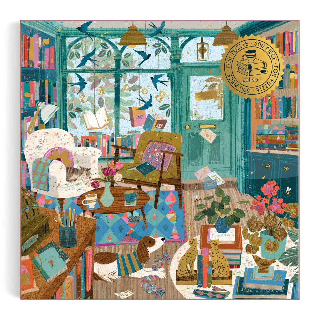 Galison: Bookshop Afternoon 500 Piece Foil Puzzle
