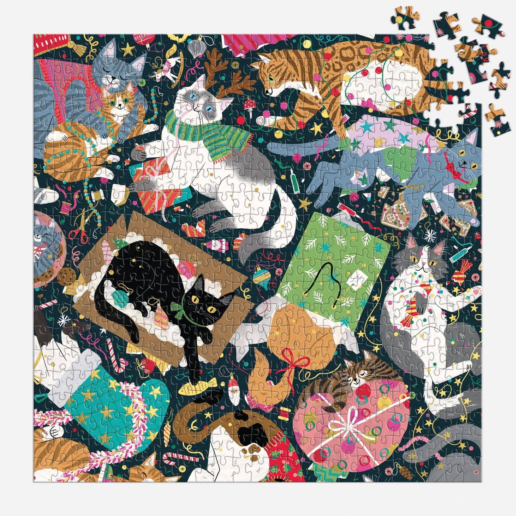 Galison: Catmas Chaos 500 Piece Foil Puzzle