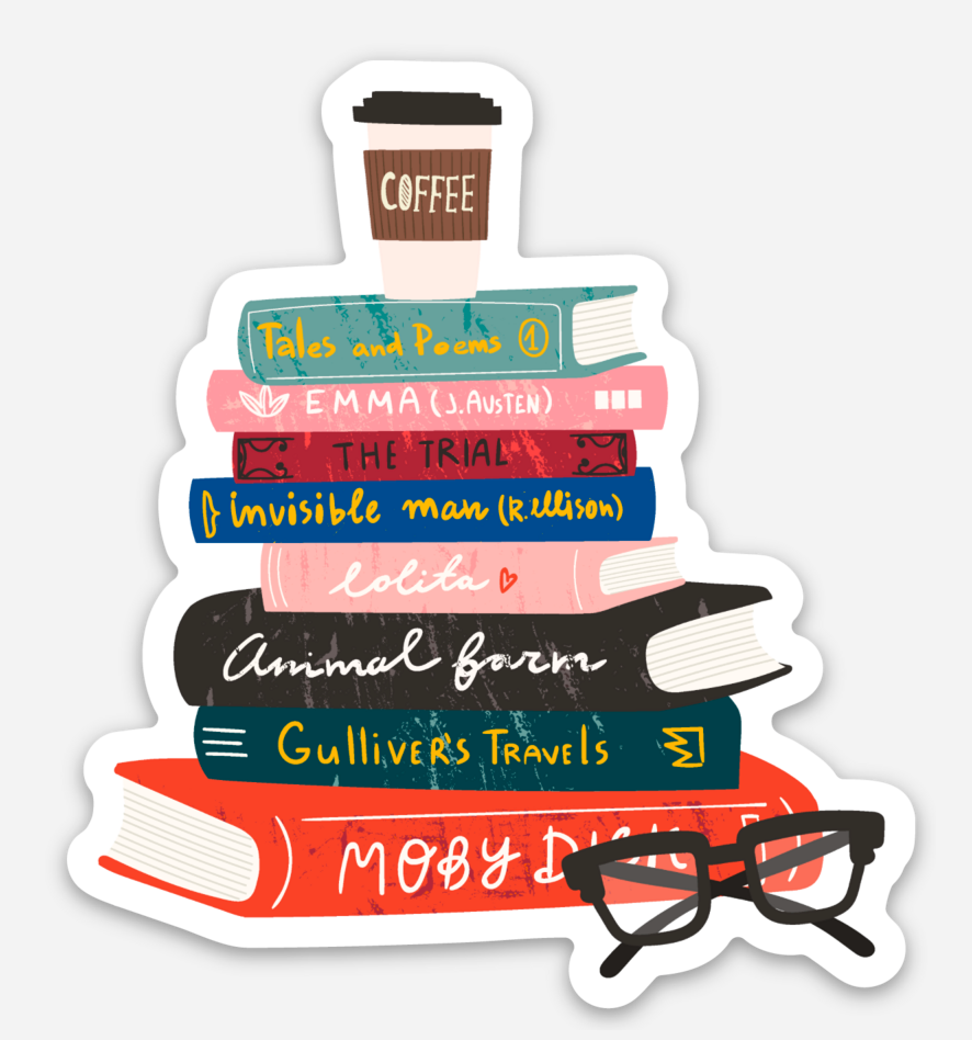 Great Books Book Stack Sticker