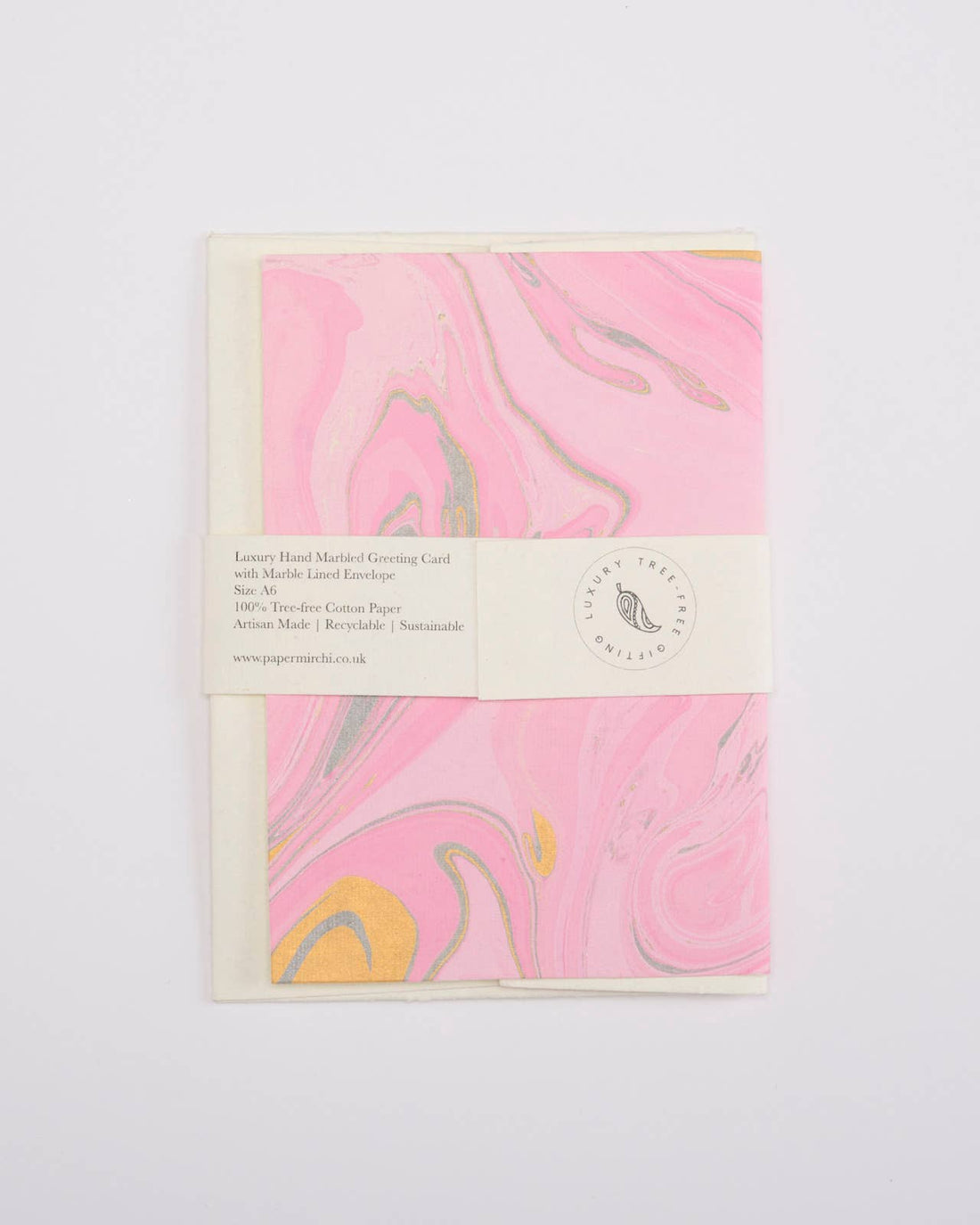 Hand Marbled Greeting Card - Free Spirit Rose Water