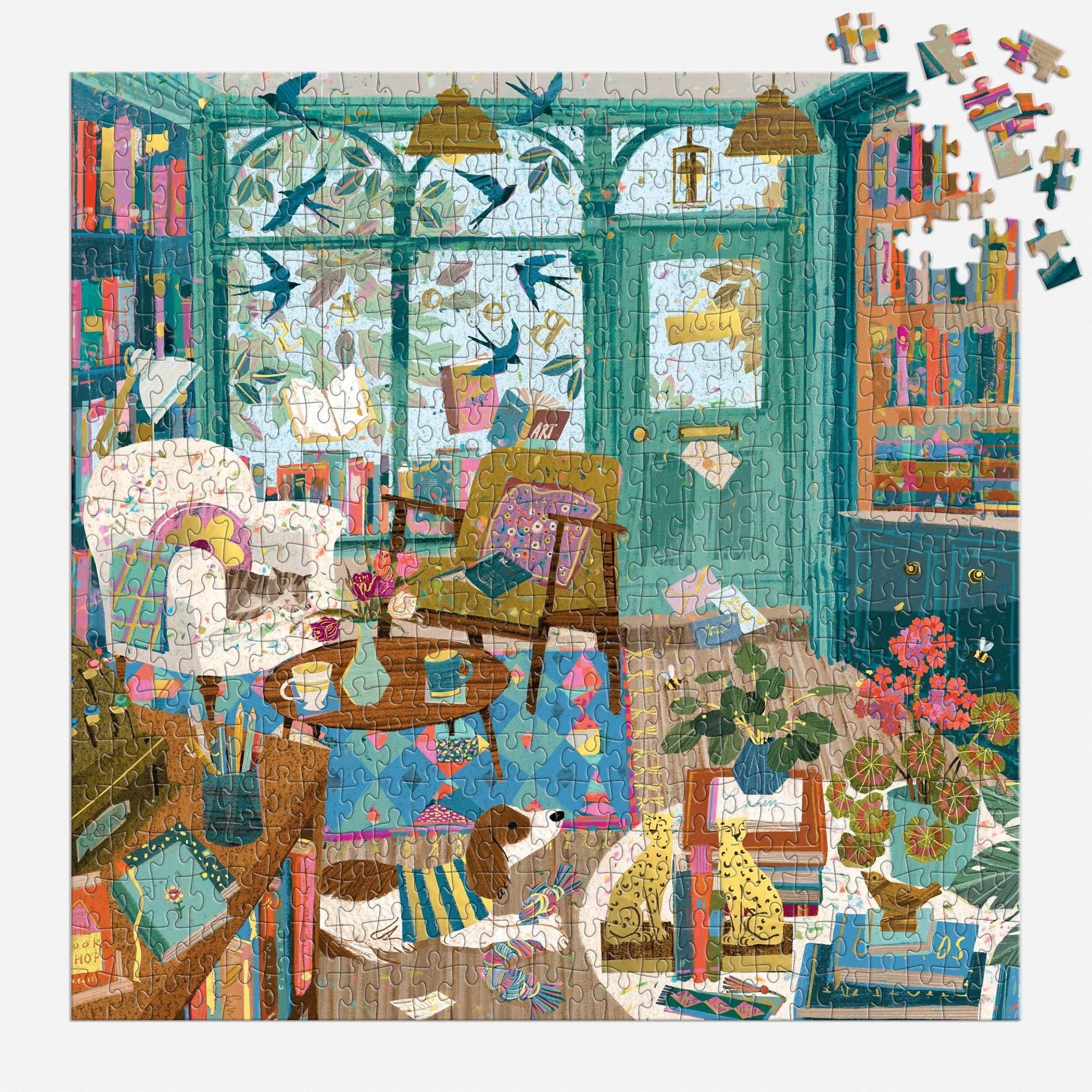 Galison: Bookshop Afternoon 500 Piece Foil Puzzle