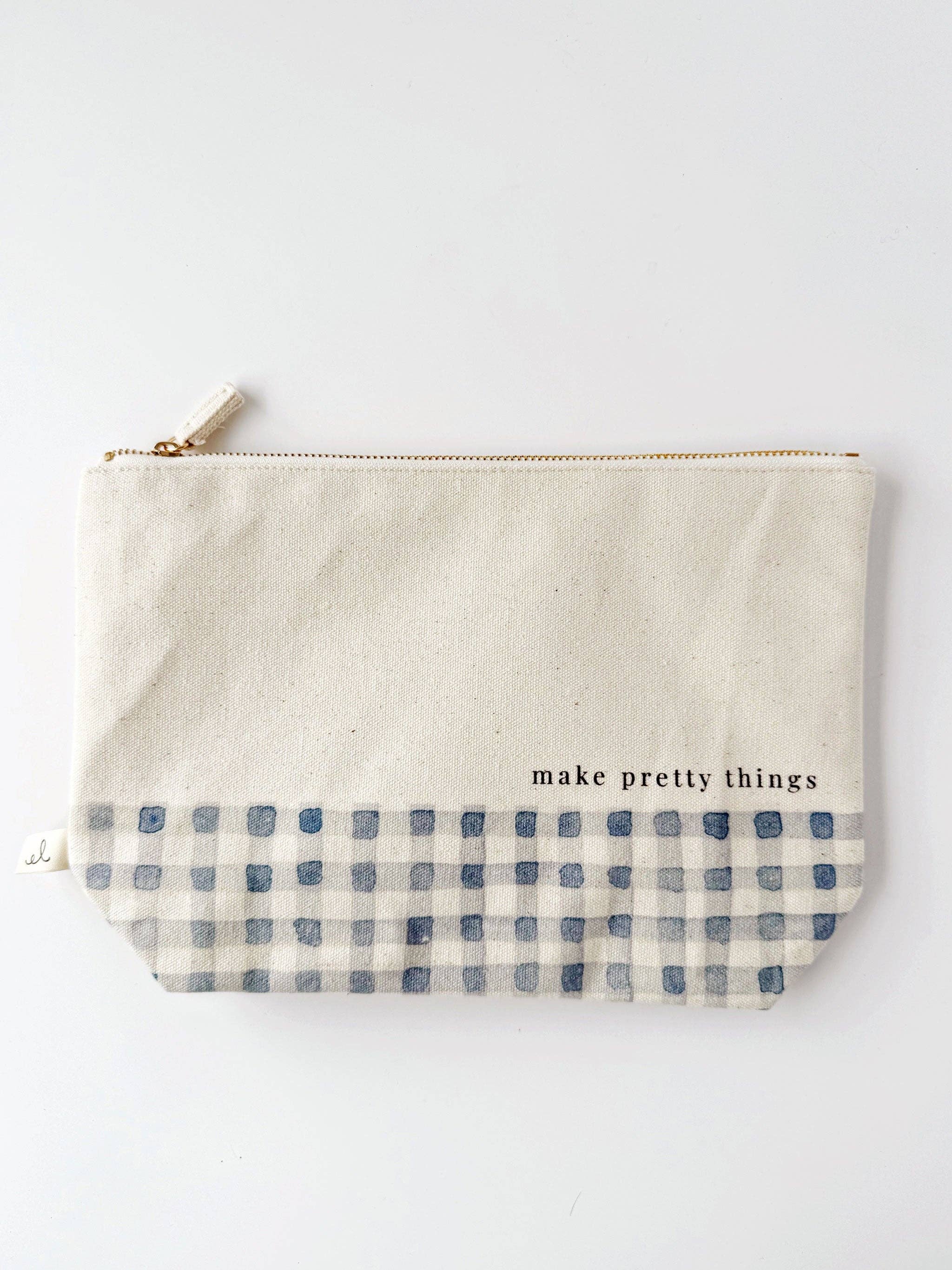Emily Lex: Canvas Zipper Pouch "make pretty things"