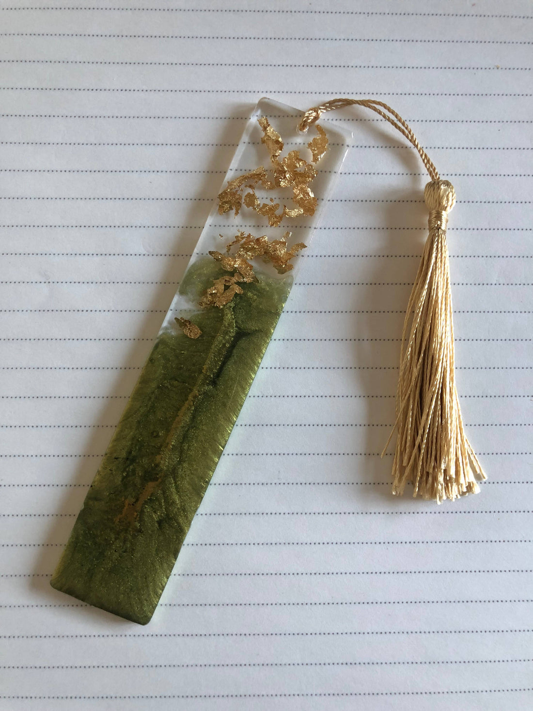 Green & Gold Resin Bookmark