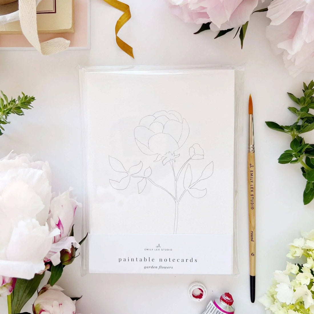 Emily Lex: Garden Flowers Paintable Watercolor Notecard Set of 8