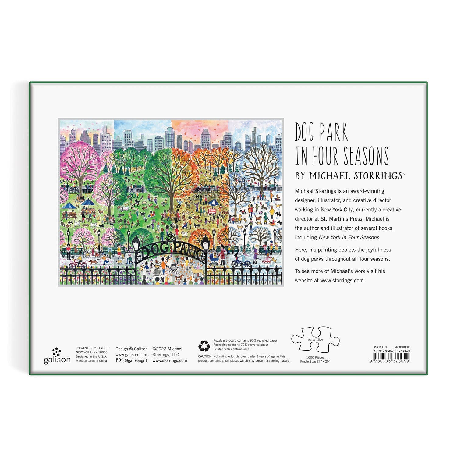 Galison: Michael Storrings Dog Park in Four Seasons 1000 Piece Puzzle