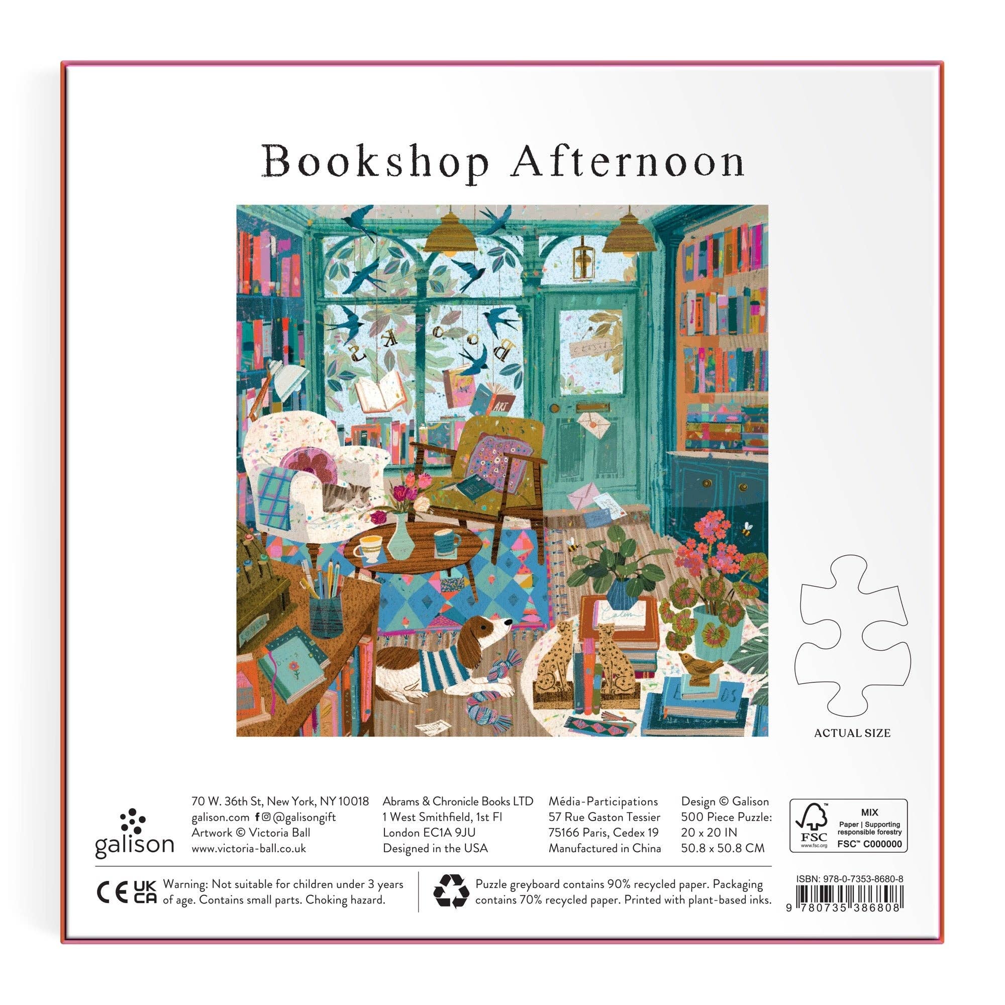 Galison: Bookshop Afternoon 500 Piece Foil Puzzle