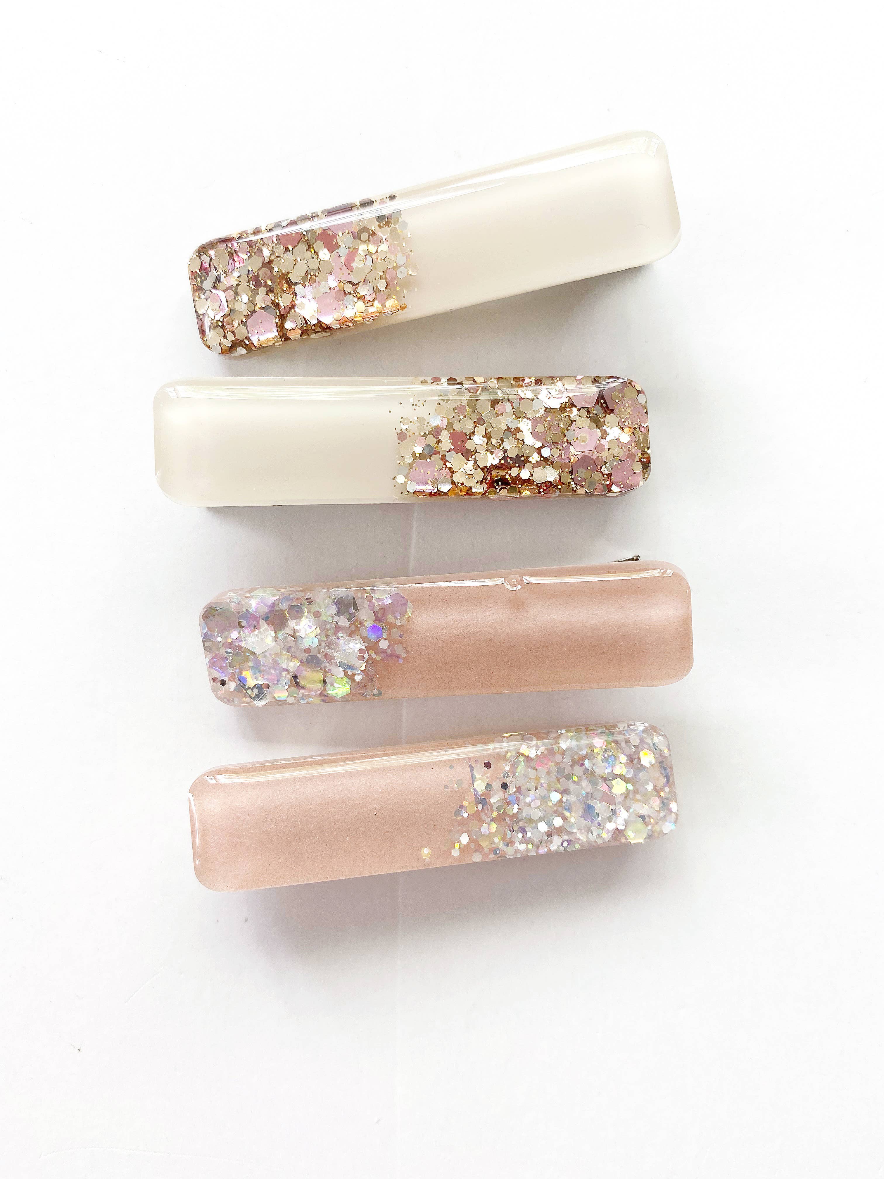 Neutral Glitter Hair Clips