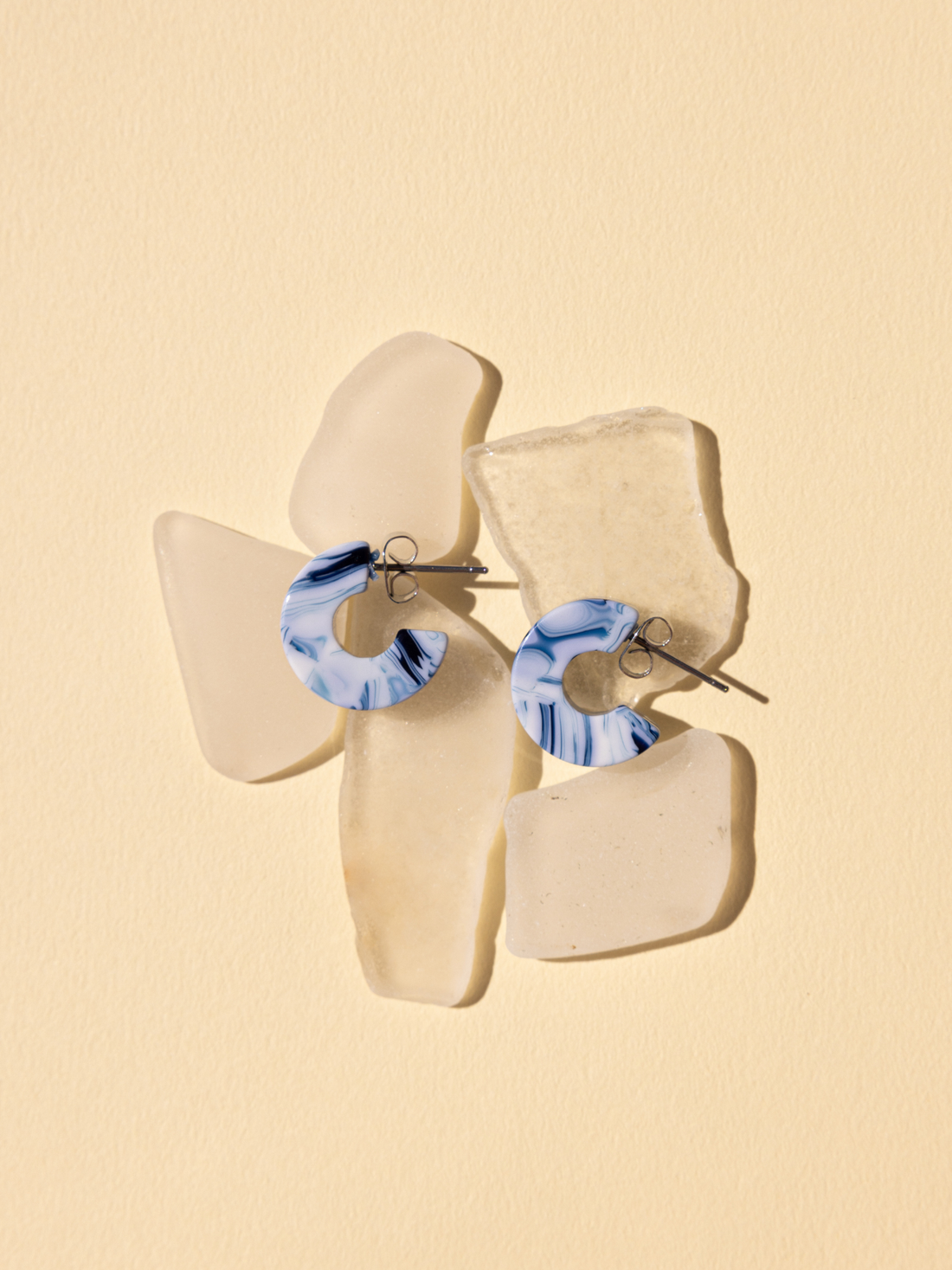 Blue + White Hoop Earrings: Mali, Ocean