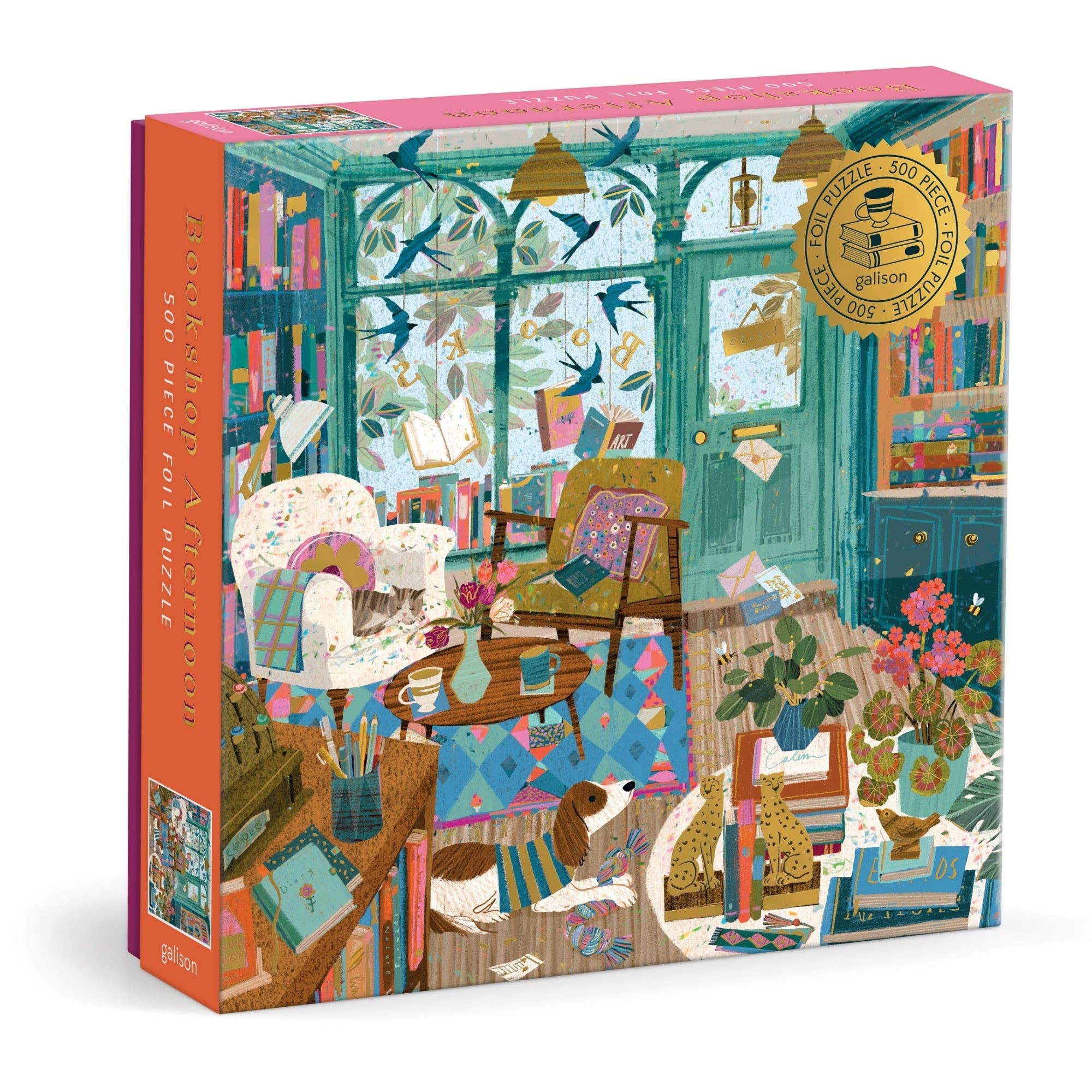 Galison: Bookshop Afternoon 500 Piece Foil Puzzle