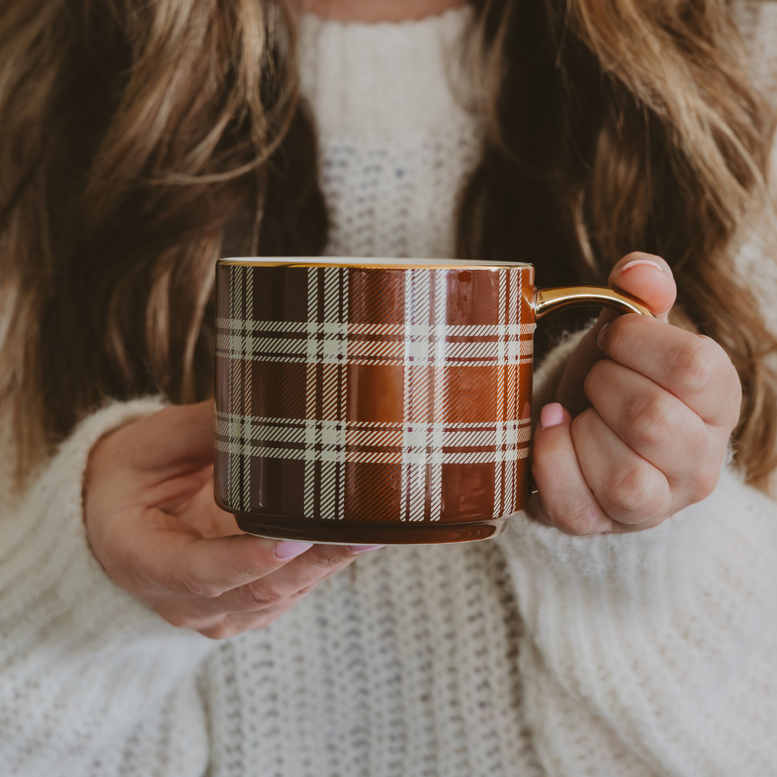 Sweet Water: Brown Plaid Coffee Mug