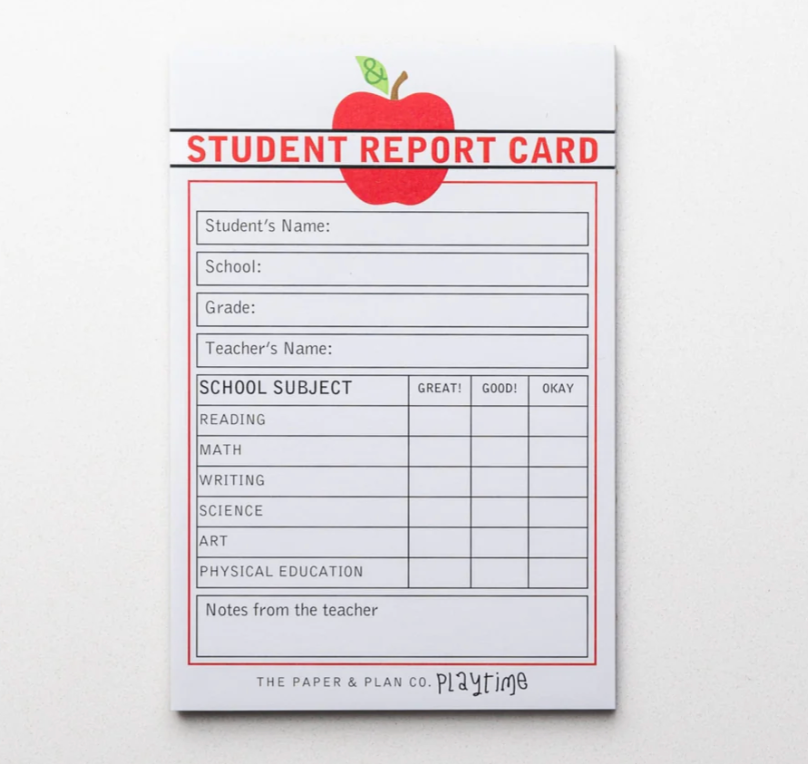 Kids Playtime Pad™ - Student Report Card