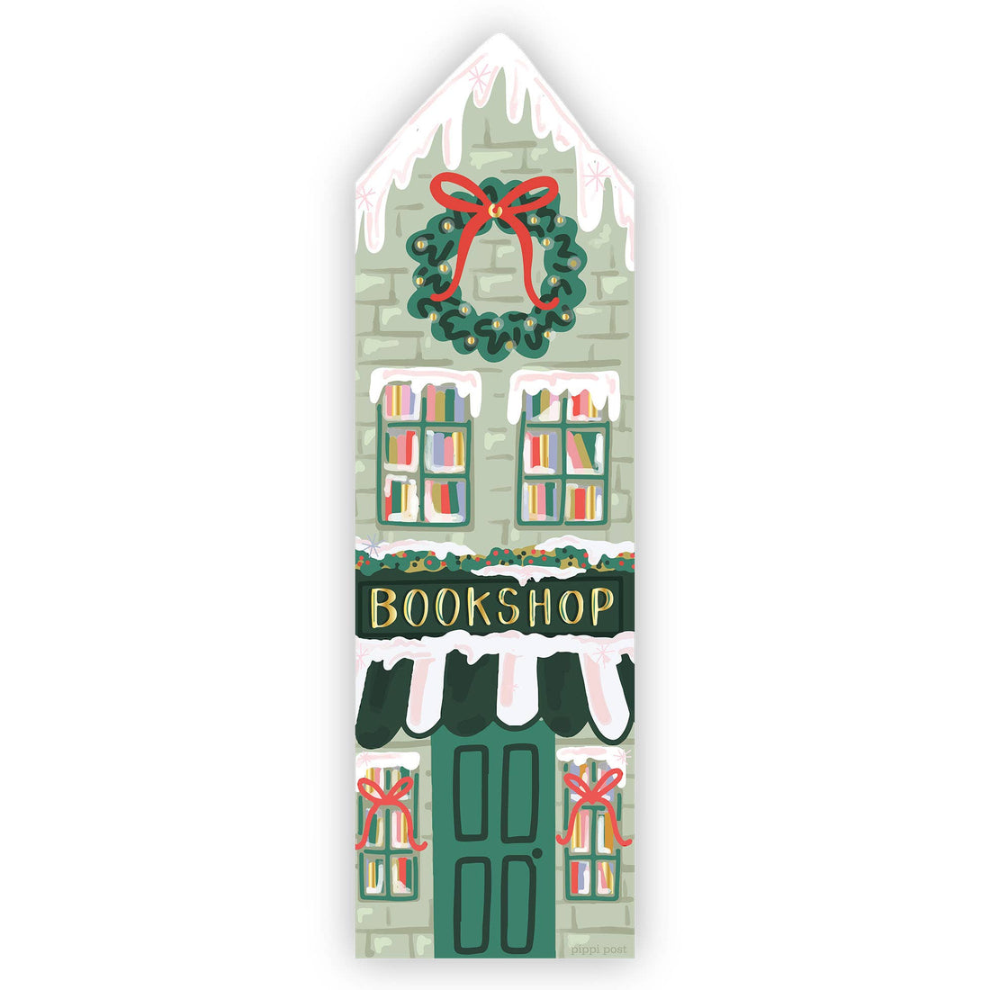 Pippi Post: Holiday Bookshop Christmas Transparent Bookmark