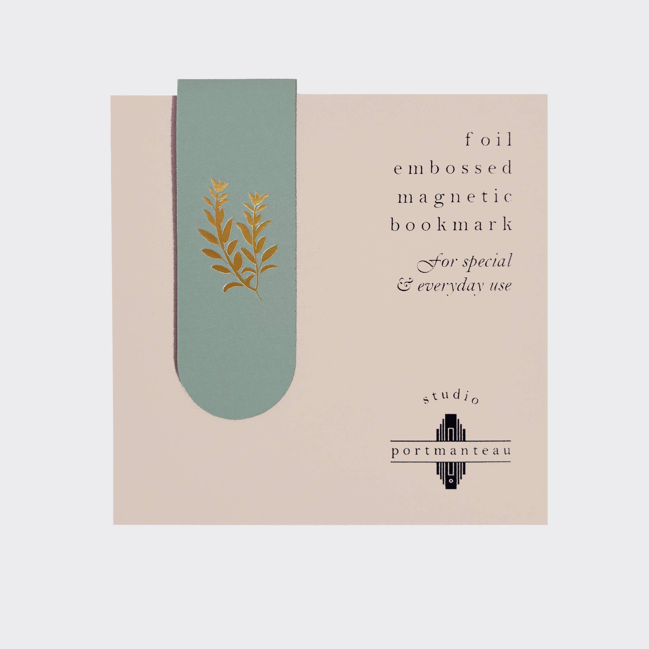 Sage Sprig Gold Foil Embossed Botanical Magnetic Bookmark