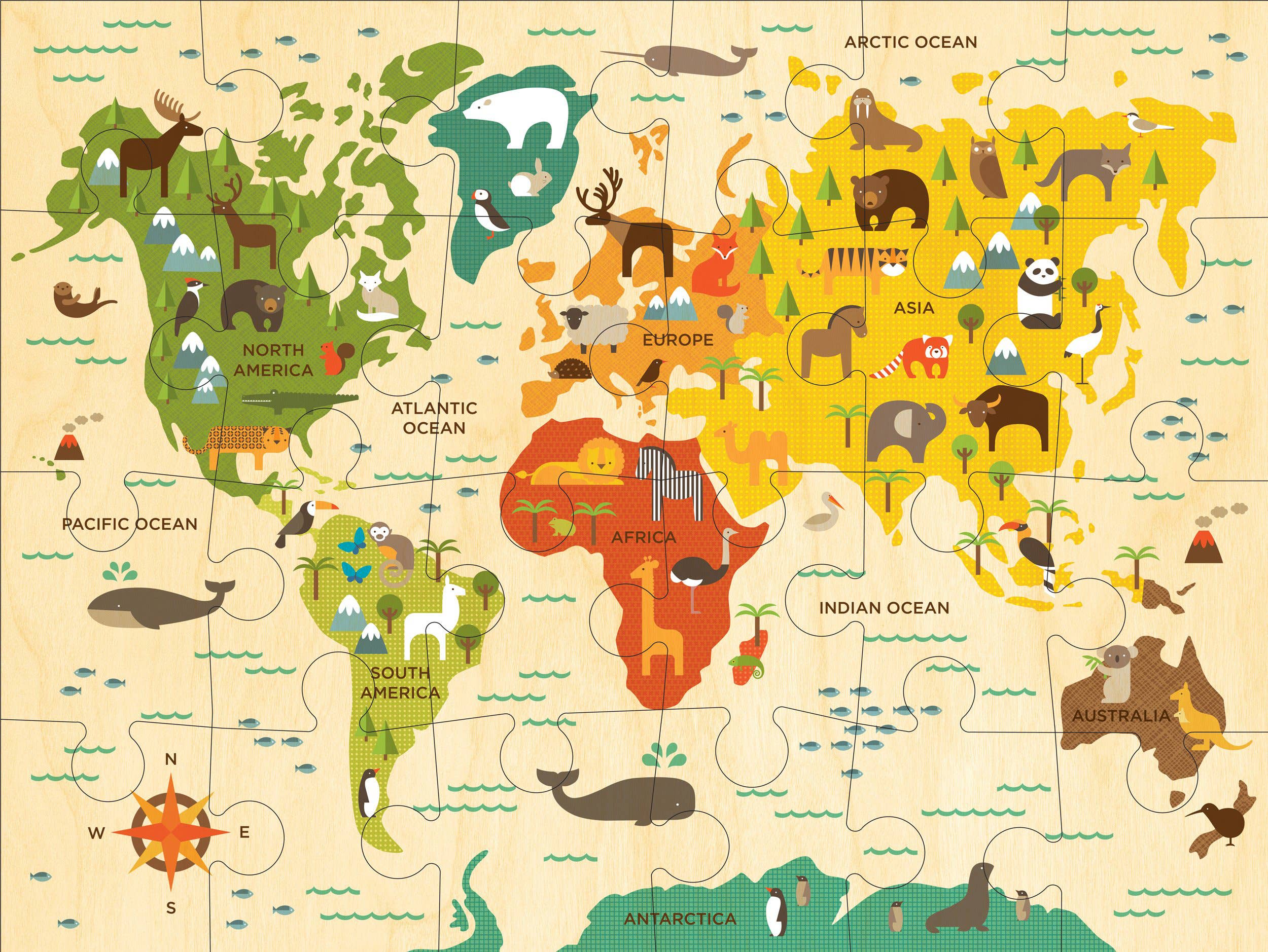 World Map Our World 24-Piece Floor Puzzle