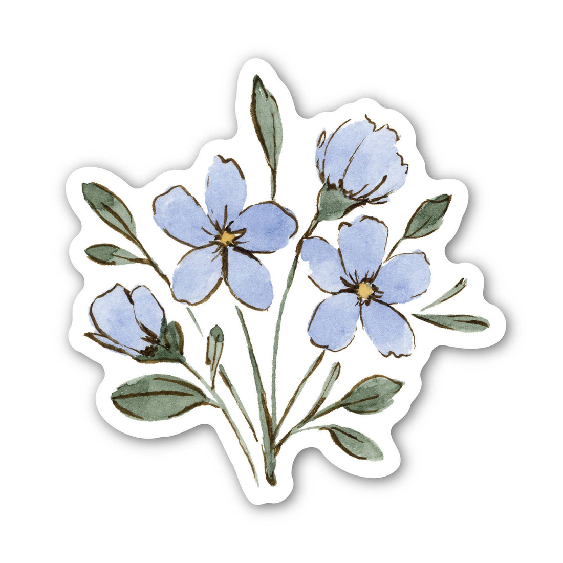 Blue Watercolor Flower Sticker
