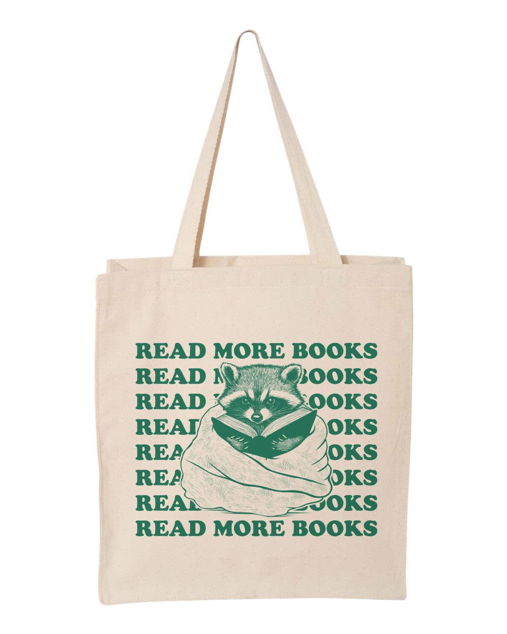 Raccoon Read More Books Canvas Tote Bag