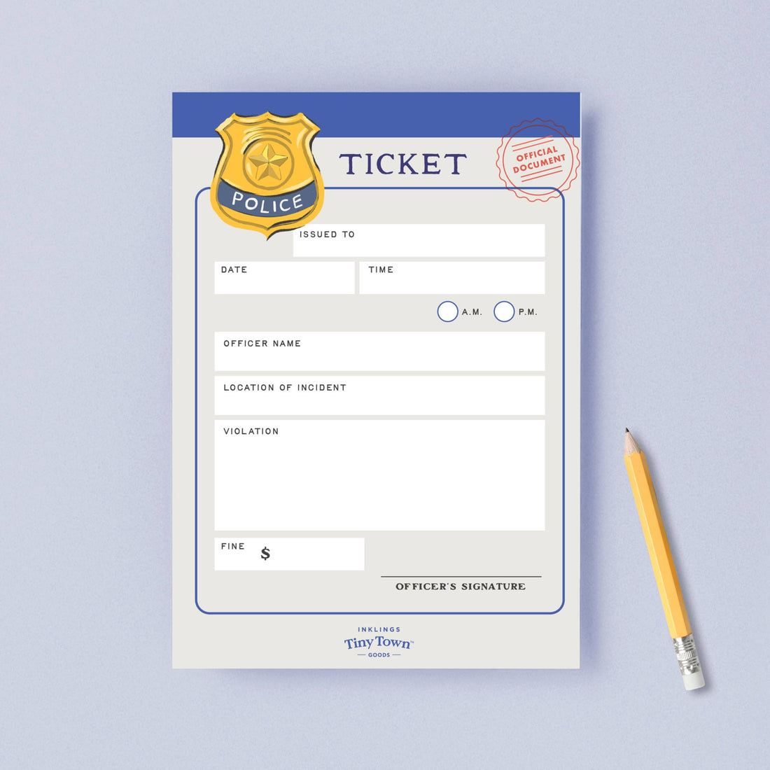 Inklings Tiny Town™ Play Notepad - Police Ticket