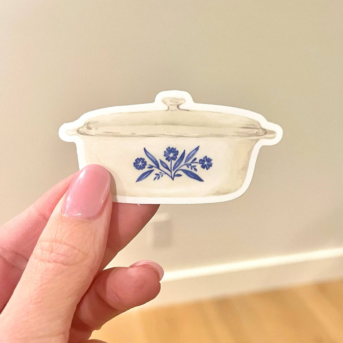 Blue Floral Pyrex-Inspired Sticker