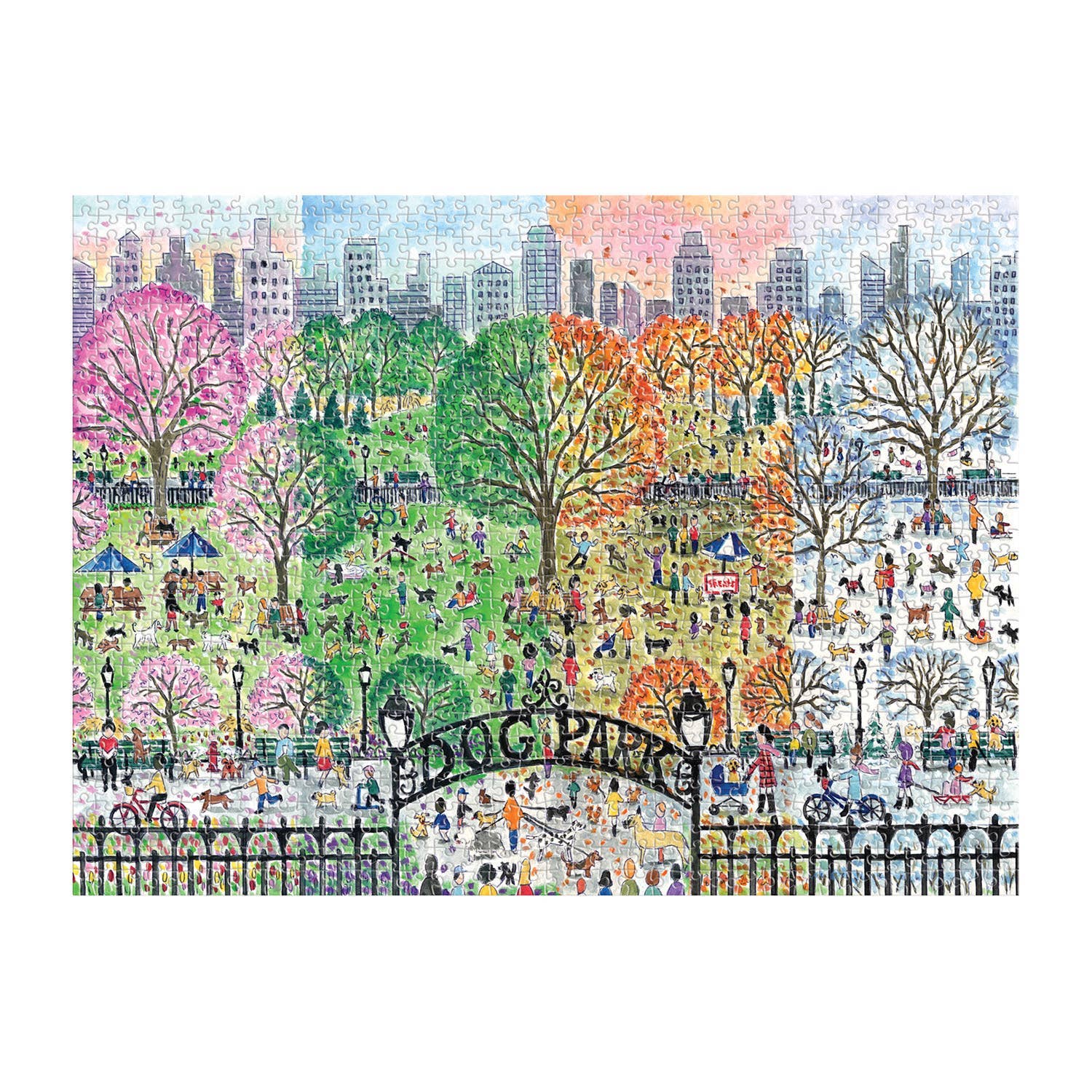 Galison: Michael Storrings Dog Park in Four Seasons 1000 Piece Puzzle