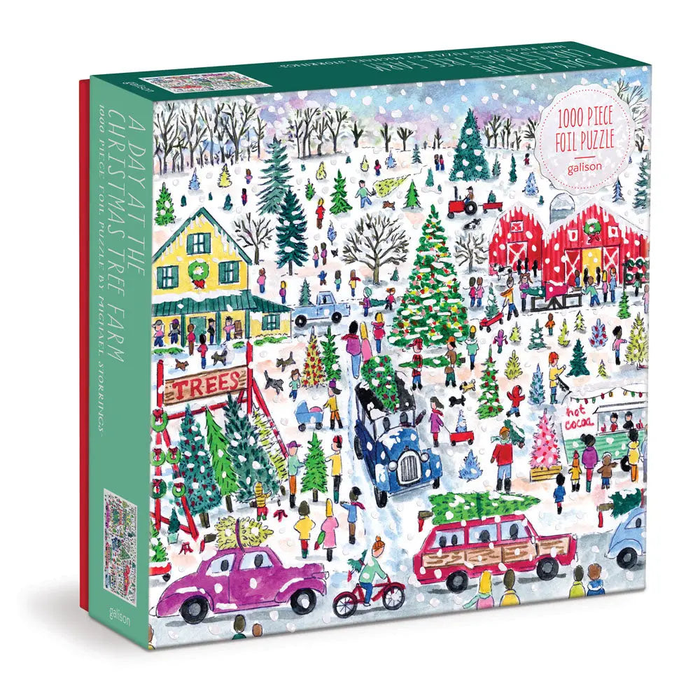 Galison: Michael Storrings A Day At The Christmas Tree Farm 1000 Piece Foil Puzzle