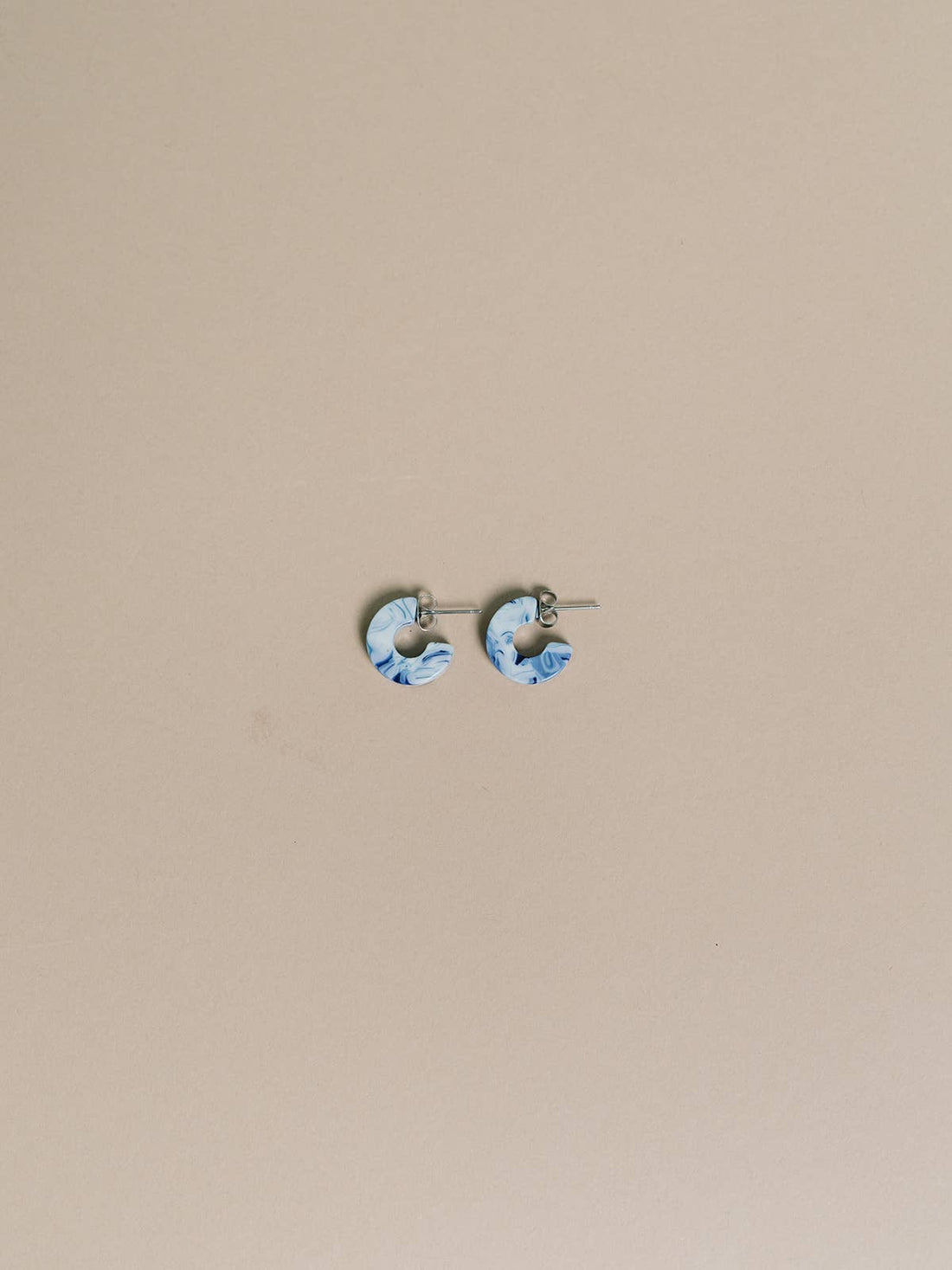 Blue + White Hoop Earrings: Mali, Ocean