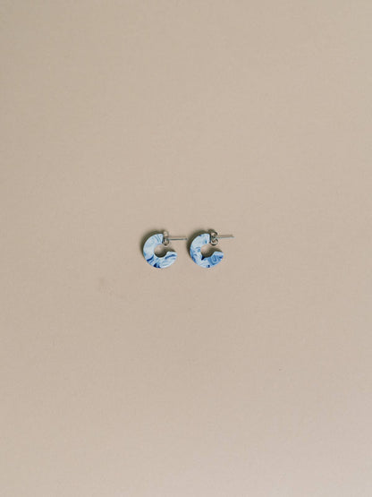 Blue + White Hoop Earrings: Mali, Ocean