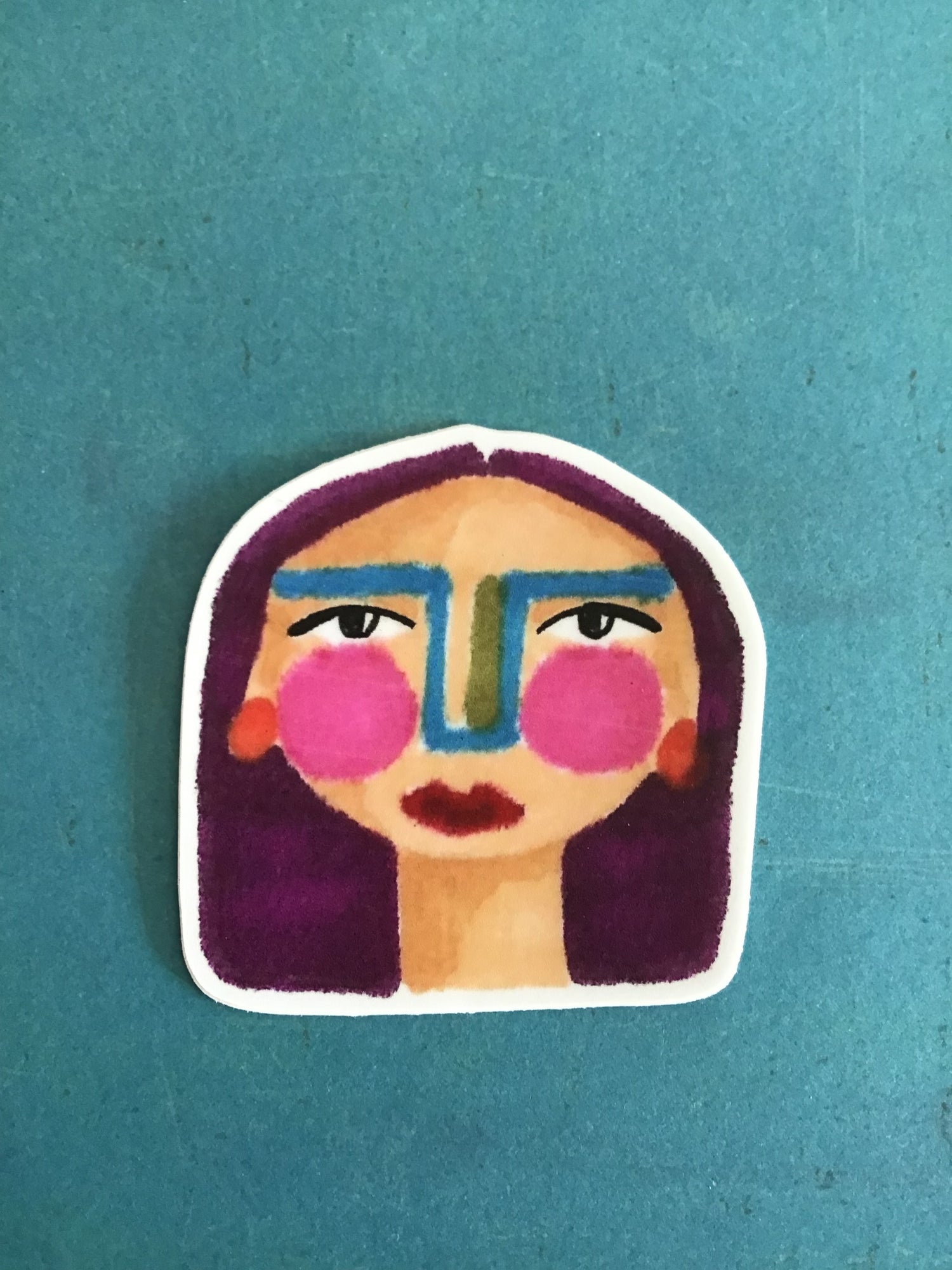 Woman Face Sticker (Purple Hair)