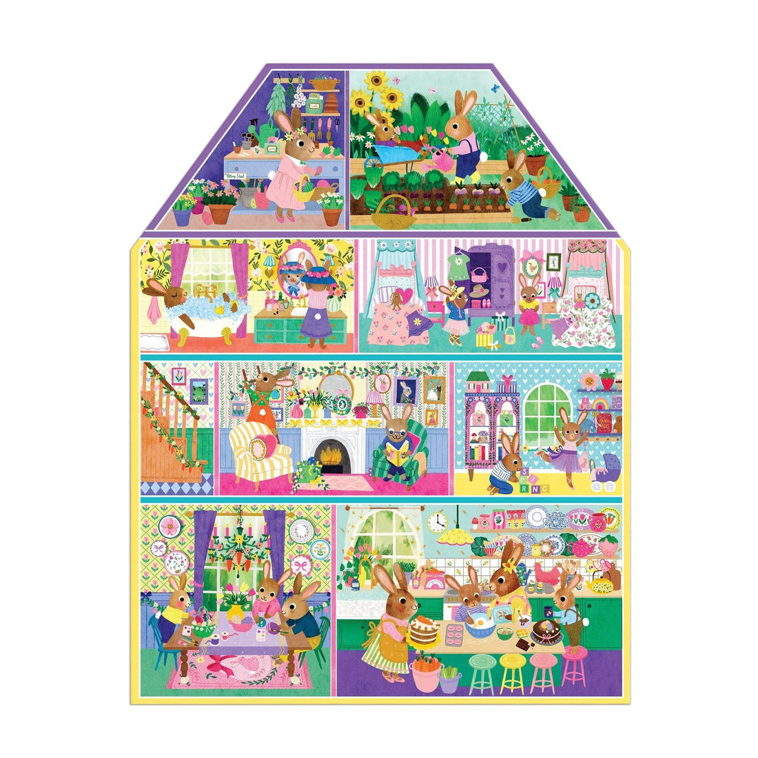 Mudpuppy: Cottontail Cottage 100 Piece House-Shaped Puzzle