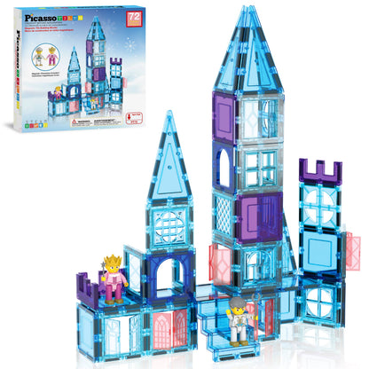 PicassoTiles 72pc Ice Castle Magnetic Tile Building Set