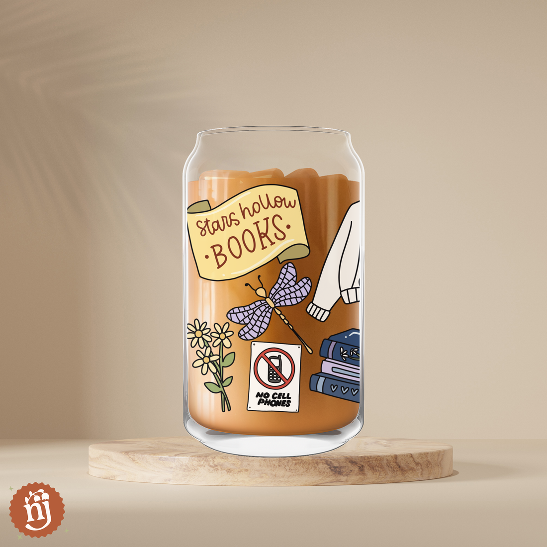 Gilmore Girls: Rory Inspired Stars Hollow Books Glass Can Tumbler