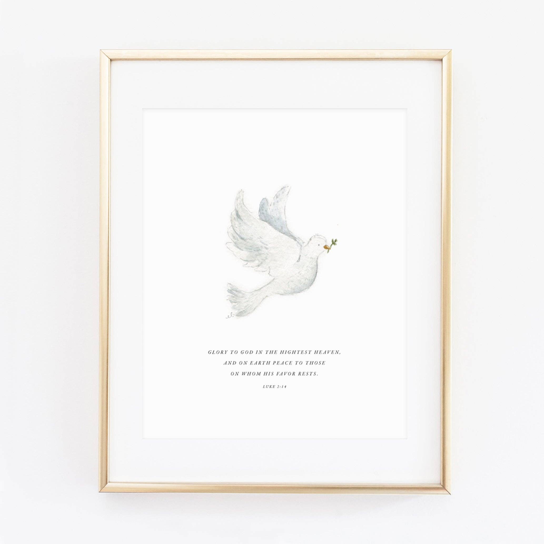 Dove Scripture Print: Luke 2:14 by Emily Lex