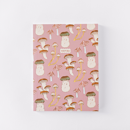 Pink Mushroom Pattern Softcover Notebook