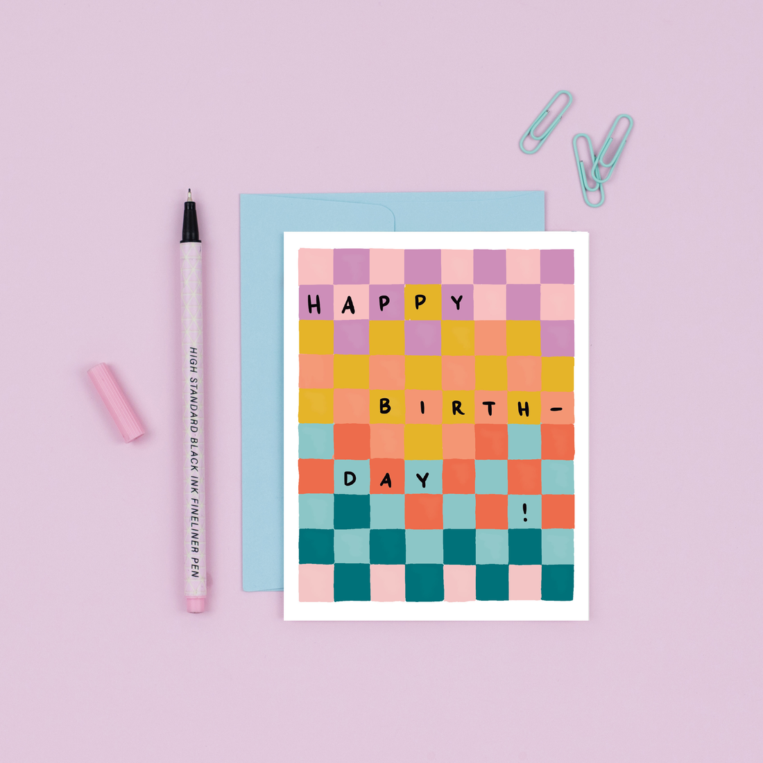 Colorful Checkerboard Birthday Card