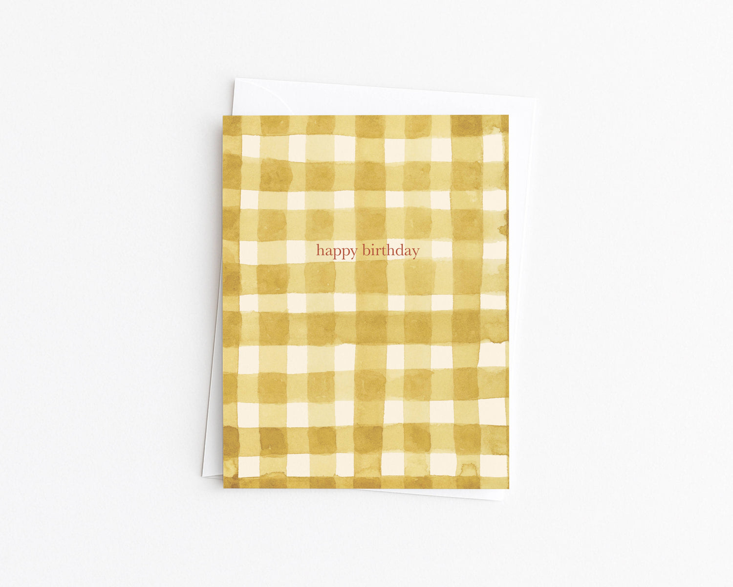 Watercolor Yellow Gingham  Birthday Card