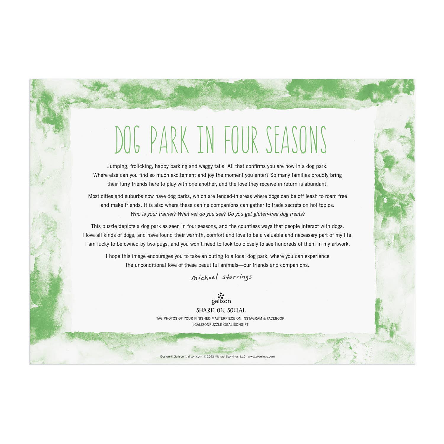 Galison: Michael Storrings Dog Park in Four Seasons 1000 Piece Puzzle
