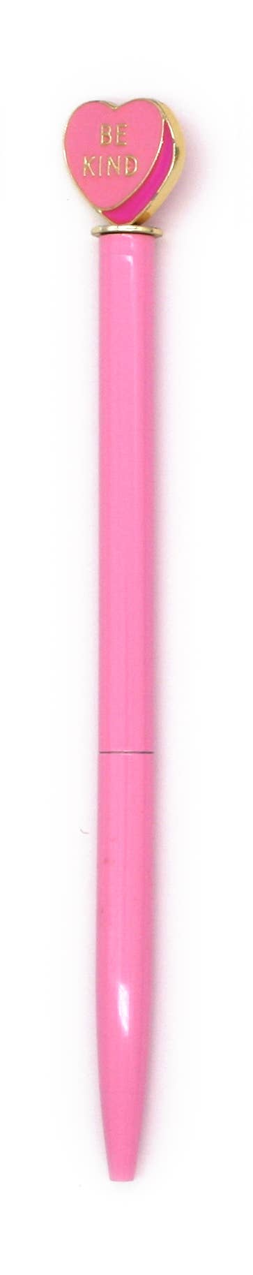 Enamel Heart Charm Pen - Pink