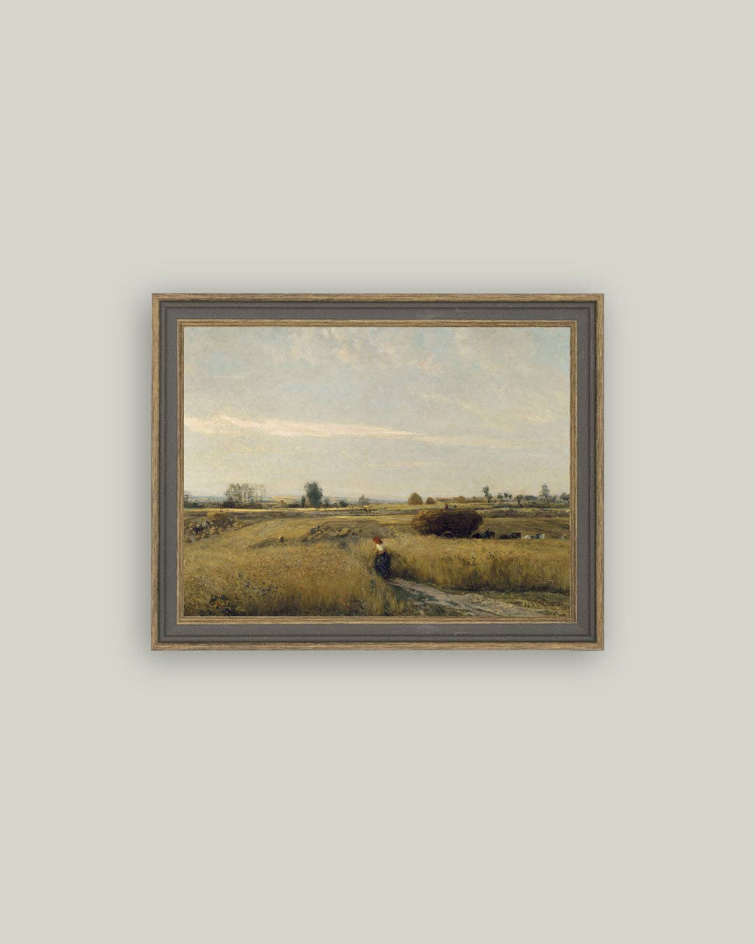 Harvest Landscape 9&quot; X 7&quot; Framed Antique Art