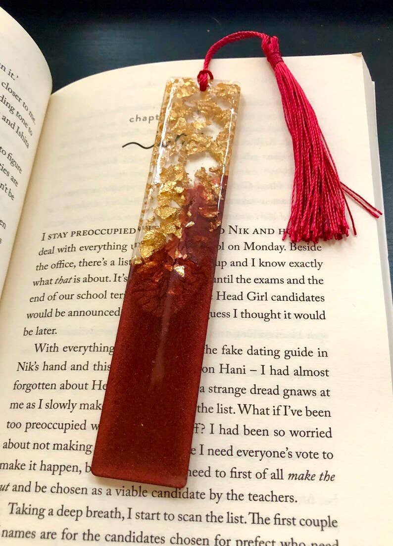 Red and Gold Resin Bookmark
