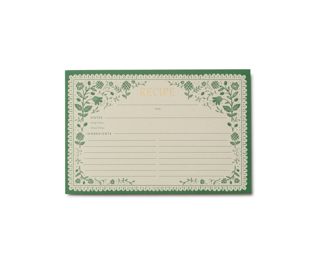 Artichoke Recipe Cards:  Pack of 12
