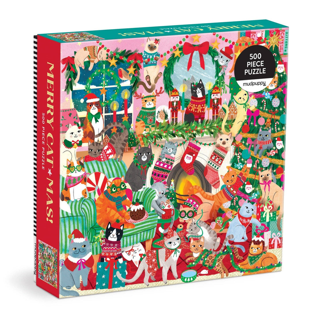 Mudpuppy: Merry Catmas! 500 Piece Family Puzzle