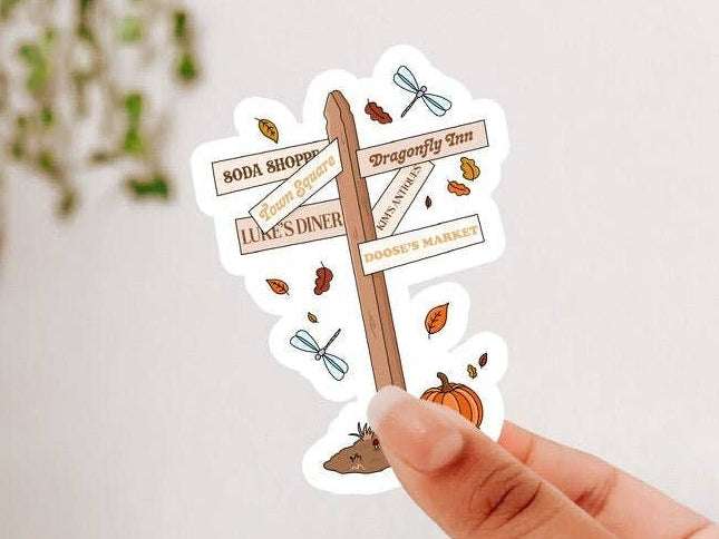 Stars Hollow Autumn Sign Post Sticker