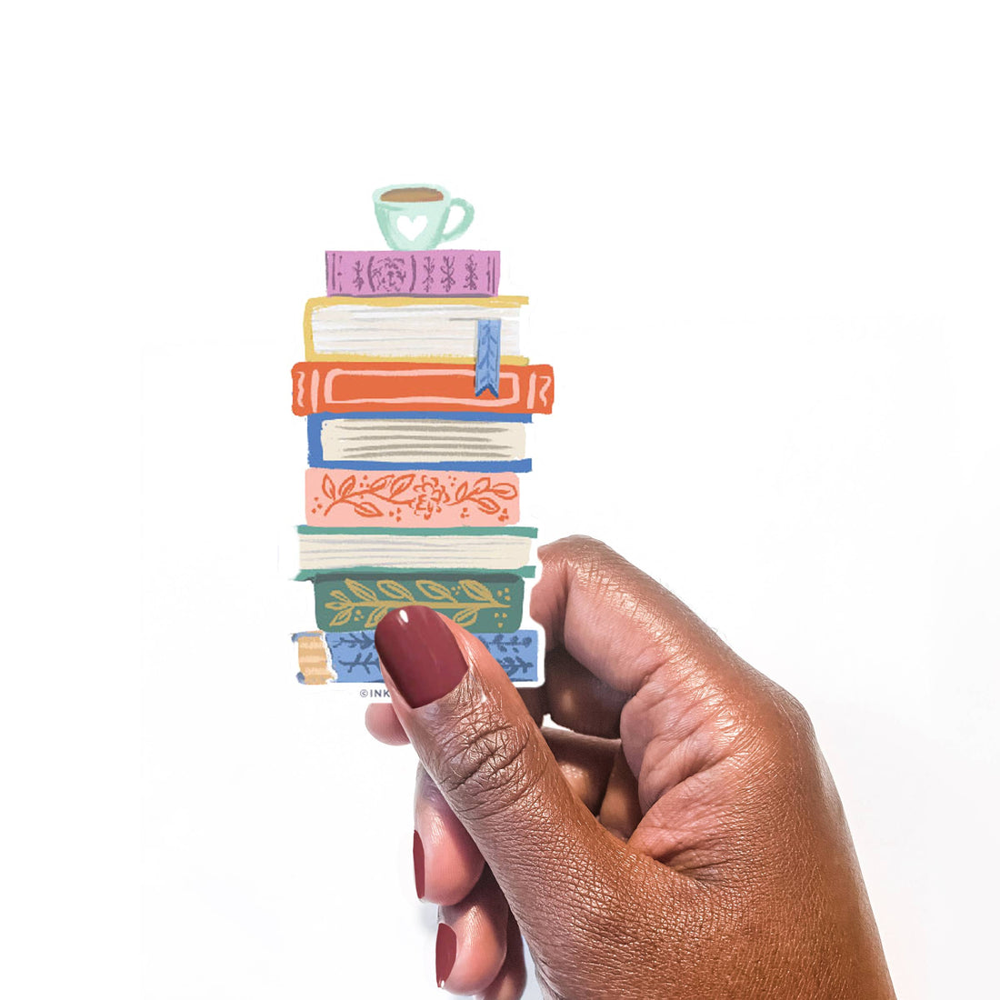 Book Stack with Cup Sticker