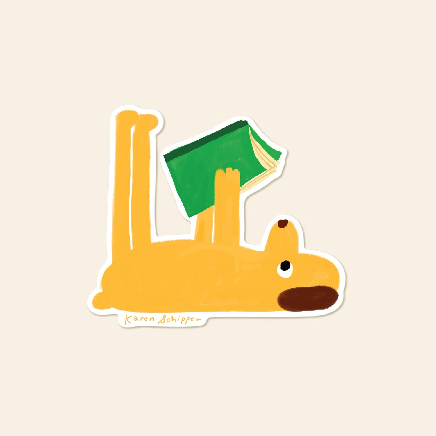 Reading Dog Sticker