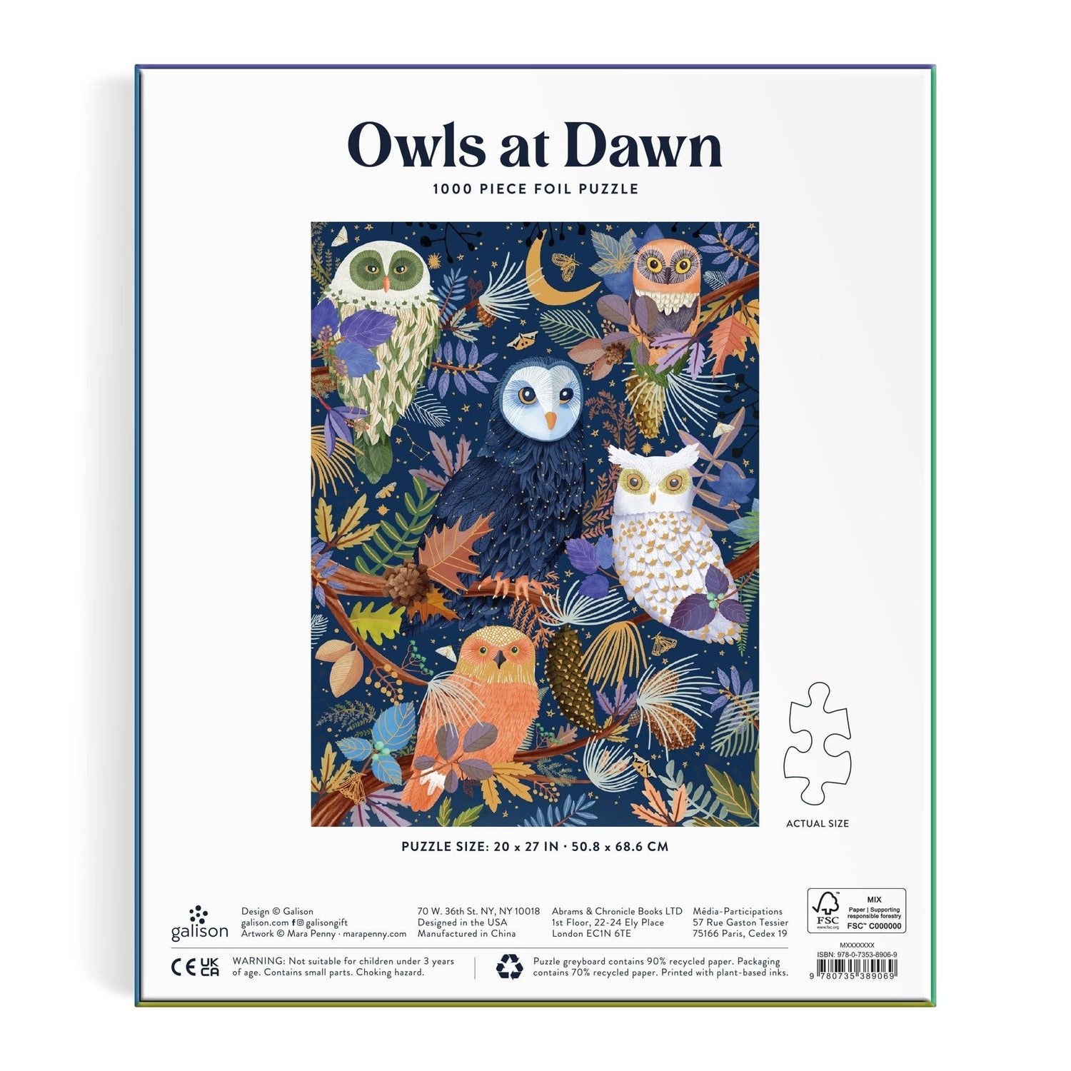Galison: Owls at Dawn 1000 Piece Foil Puzzle