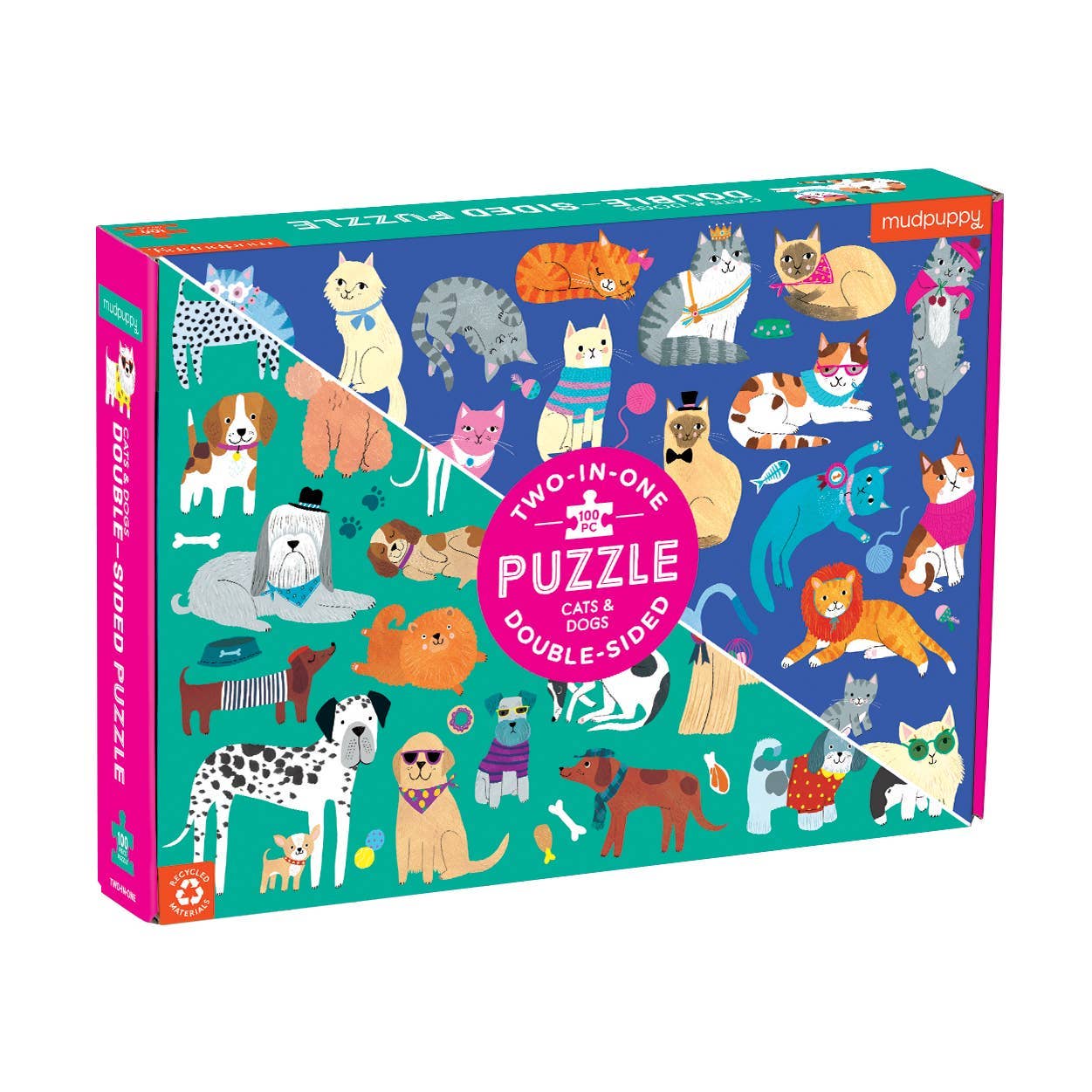 Mudpuppy: Cats &amp; Dogs 100 Piece Double-Sided Puzzle