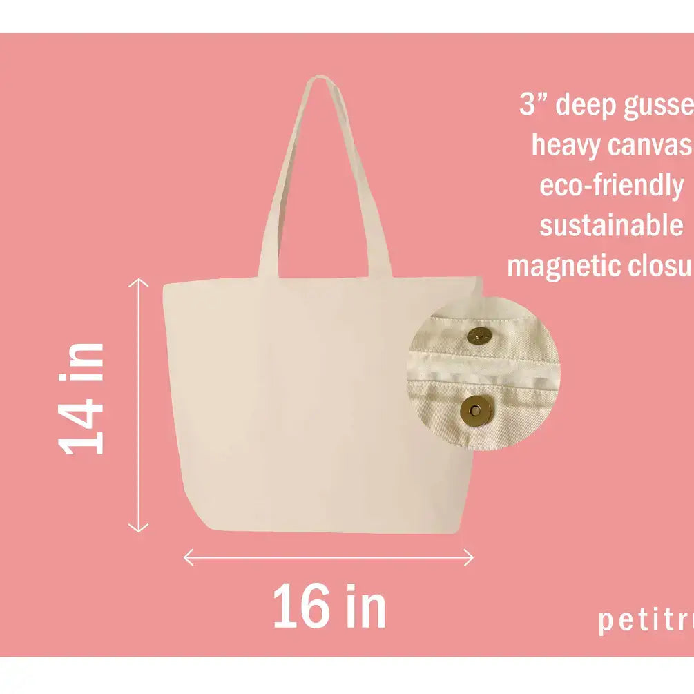 Embroidered Minimalist Bookish Canvas Tote Bag