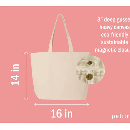 Embroidered Minimalist Bookish Canvas Tote Bag