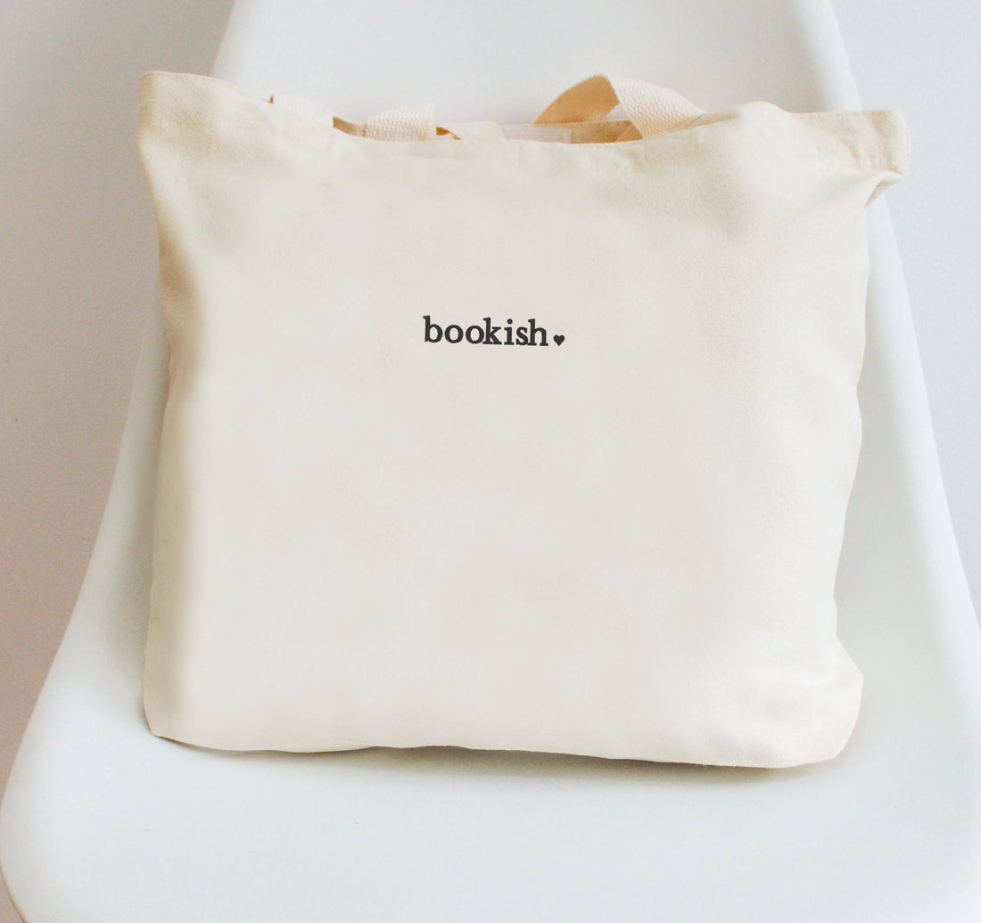 Embroidered Minimalist Bookish Canvas Tote Bag