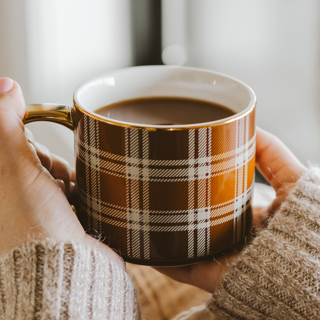 Sweet Water: Brown Plaid Coffee Mug